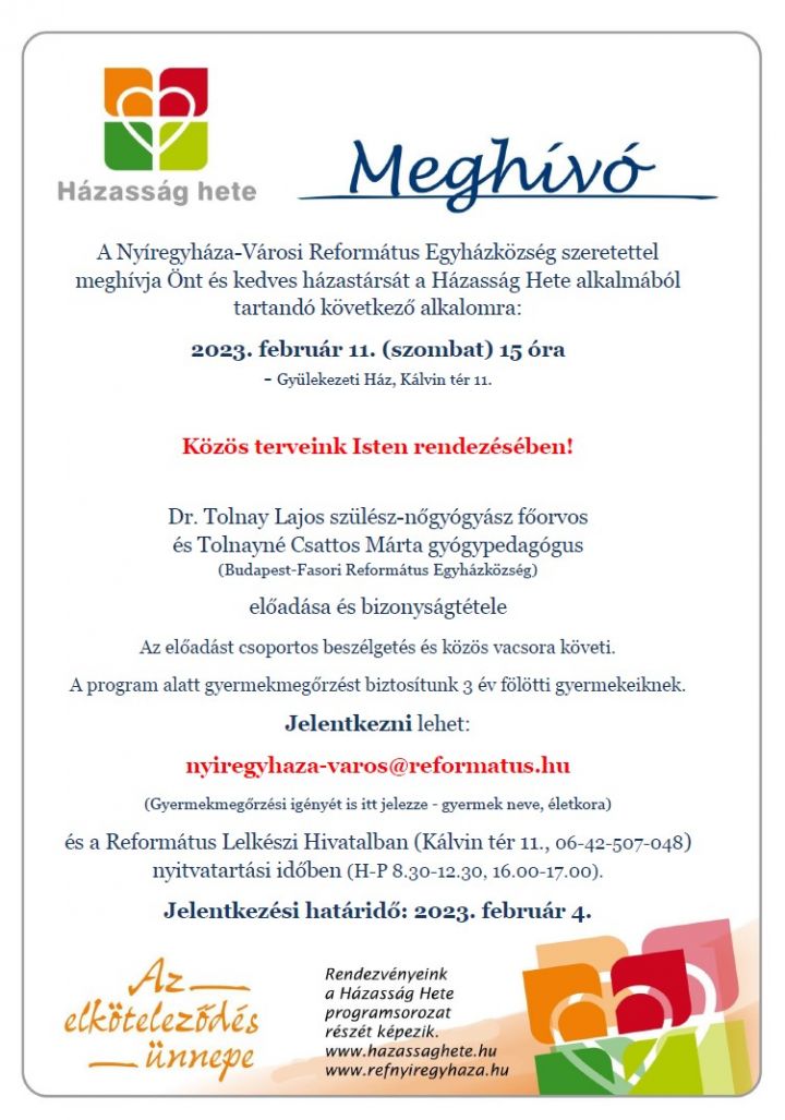 Meghívó a Házasság Hetére